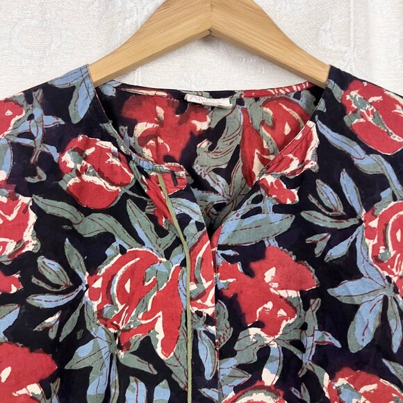 Anokhi Daada Tunic in Tobago Fire print cotton floral India block print boho L - Picture 3 of 9